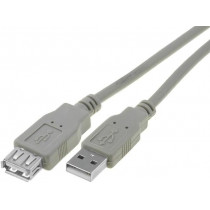 CU202-030-PB; Cable; USB 2.0; USB A socket,USB A plug; nickel plated; 3m; grey; VCOM