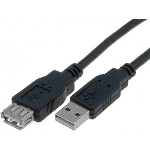 CU202-B-050-PB; Cable; USB 2.0; USB A socket,USB A plug; nickel plated; 5m; black; VCOM