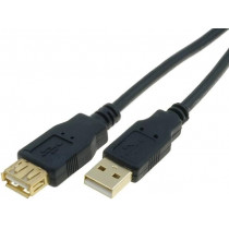 CU202G-B-018-PB; Cable; USB 2.0; USB A socket,USB A plug; gold-plated; 1.8m; black; VCOM