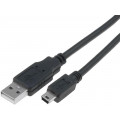 CU215-030-PB; Cable; USB 2.0; USB A plug,USB B mini plug; nickel plated; 3m; VCOM