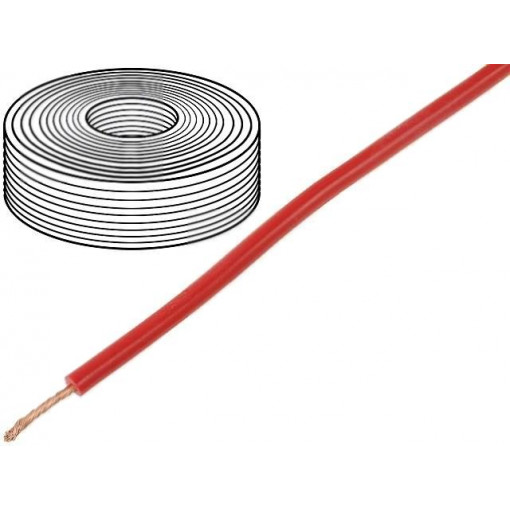 2500; Wire; stranded; Cu; 1x0,75mm2; PVC; red; 250V; -20÷80°C; Class: 6; DONAU
