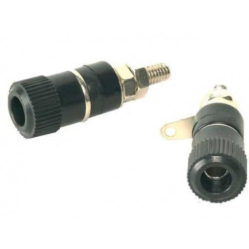 ; Socket; 4mm banana; 60VDC; L: 34mm; Cutout: Ø8mm; black; ; Socket; 4mm banana; 60VDC; L: 34mm; Cutout: Ø8mm; black;