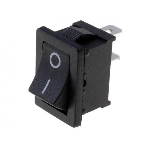 R19A-12BBBT; ROCKER; SPST; Pos: 2; OFF-ON; 6A/250VAC; black; none; 35mΩ; -30÷80°C; SWITRONIC