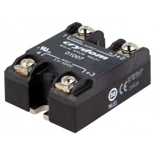 D1D07; Relay: solid state; Ucntrl: 3.5÷32VDC; 7A; 1÷100VDC; Series: 1-DC; CRYDOM D1D07; Relay: solid state; Ucntrl: 3.5÷32VDC; 7A; 1÷100VDC; Series: 1-DC; CRYDOM
