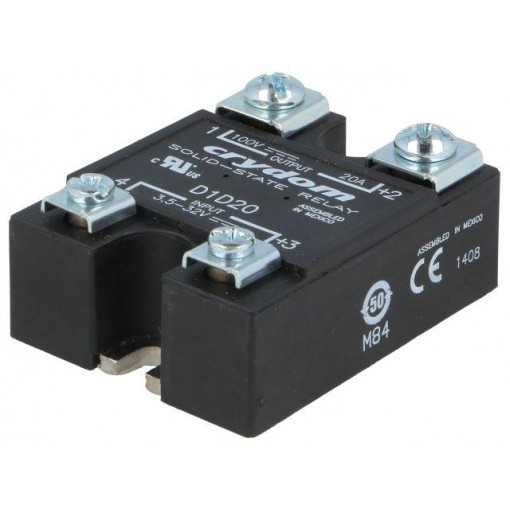 D1D20; Relay: solid state; Ucntrl: 3.5÷32VDC; 20A; 1÷100VDC; Series: 1-DC; CRYDOM D1D20; Relay: solid state; Ucntrl: 3.5÷32VDC; 20A; 1÷100VDC; Series: 1-DC; CRYDOM