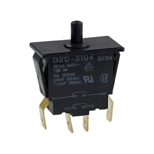D2D-3104; Switch: door; Pos: 2; DPST-NO; 16A/250VAC; black; Mounting: on panel; OMRON OCB