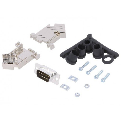 6355-0072-11; D-Sub; PIN: 9; plug; male; soldering; for cable; black; ENCITECH