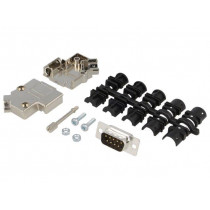 6355-0010-01; D-Sub; PIN: 9; plug; male; soldering; for cable; black; ENCITECH