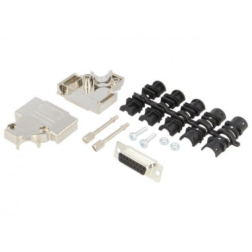 6355-0010-12; D-Sub; PIN: 15; plug; female; soldering; for cable; black; ENCITECH