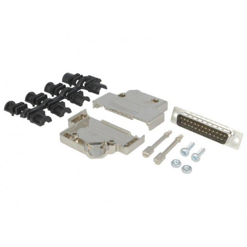 6355-0010-03; D-Sub; PIN: 25; plug; male; soldering; for cable; black; ENCITECH