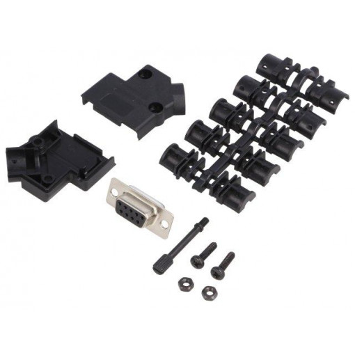 6355-0034-11; D-Sub; PIN: 9; plug; female; soldering; for cable; black; ENCITECH