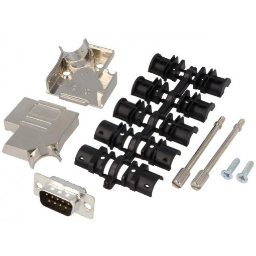 D45ZK09-DBP-K; D-Sub; PIN: 9; plug; male; soldering; for cable; black; ENCITECH