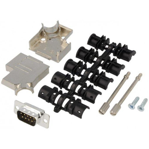 D45ZK09-DMP-K; D-Sub; PIN: 9; plug; male; soldering; for cable; black; ENCITECH