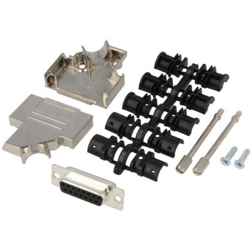 D45ZK15-DBS-K; D-Sub; PIN: 15; plug; female; soldering; for cable; black; ENCITECH