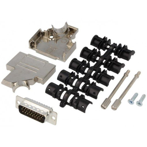 D45ZK15-HDP-K; D-Sub HD; PIN: 26; plug; male; soldering; for cable; black; ENCITECH