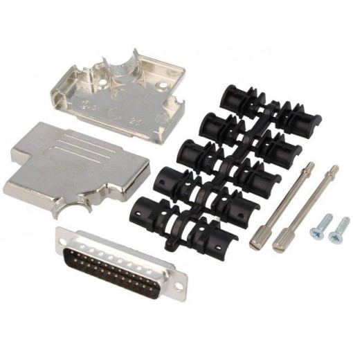 D45ZK25-DBP-K; D-Sub; PIN: 25; plug; male; soldering; for cable; black; ENCITECH