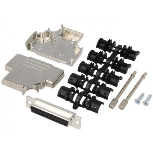 D45ZK25-DBS-K; D-Sub; PIN: 25; plug; female; soldering; for cable; black; ENCITECH