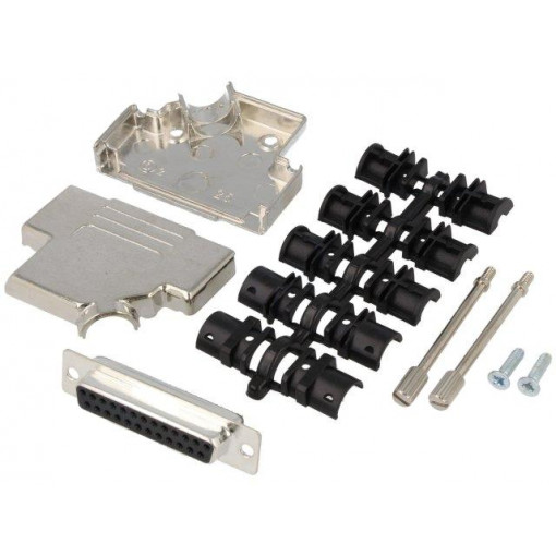 D45ZK25-DMS-K; D-Sub; PIN: 25; plug; female; soldering; for cable; black; ENCITECH