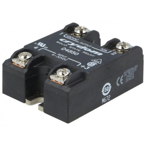 D4850; Relay: solid state; Ucntrl: 4÷32VDC; 50A; 48÷530VAC; -40÷80°C; IP00; CRYDOM