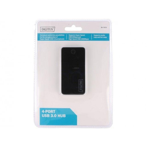 DA-70231; Hub USB; USB 3.0; PnP and hot-plug; black and silver; 5Gbps; DIGITUS