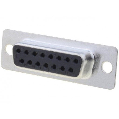 DA15-SD; D-Sub; PIN: 15; plug; female; for cable; soldering; 5A; 250V; 20mΩ; ADAM TECH