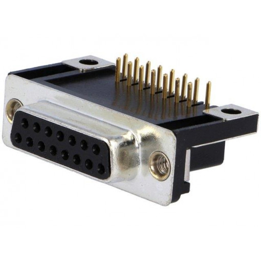 DA15-SQ-SB4; D-Sub; PIN: 15; socket; female; angled 90°; THT; UNC4-40; 5A; 20mΩ; ADAM TECH