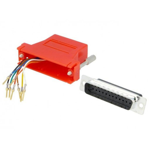 DA25-PMJ8-R-K; Transition: adapter; RJ45 socket,D-Sub 25pin male; red; MH CONNECTORS DA25-PMJ8-R-K; Transition: adapter; RJ45 socket,D-Sub 25pin male; red; MH CONNECTORS