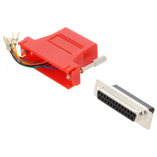 DA25-SMJ8-R-K; Transition: adapter; RJ45 socket,D-Sub 25pin female; red; MH CONNECTORS DA25-SMJ8-R-K; Transition: adapter; RJ45 socket,D-Sub 25pin female; red; MH CONNECTORS