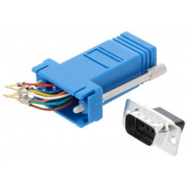 DA9-PMJ8-B-K; Transition: adapter; RJ45 socket,D-Sub 9pin male; blue; MH CONNECTORS DA9-PMJ8-B-K; Transition: adapter; RJ45 socket,D-Sub 9pin male; blue; MH CONNECTORS