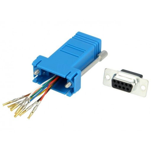 DA9-SMJ8-B-K; Transition: adapter; RJ45 socket,D-Sub 9pin female; blue; MH CONNECTORS DA9-SMJ8-B-K; Transition: adapter; RJ45 socket,D-Sub 9pin female; blue; MH CONNECTORS