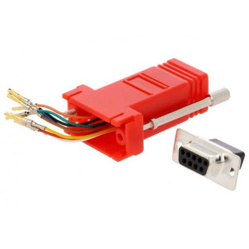 DA9-SMJ8-R-K; Transition: adapter; RJ45 socket,D-Sub 9pin female; red; MH CONNECTORS DA9-SMJ8-R-K; Transition: adapter; RJ45 socket,D-Sub 9pin female; red; MH CONNECTORS