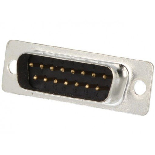 DB15-SP; D-Sub; PIN: 15; plug; male; for cable; soldering; Colour: black; ENCITECH