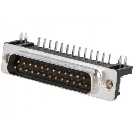 DB25-PL-24; D-Sub; PIN: 25; socket; male; angled 90°; THT; UNC4-40; 5A; 20mΩ; ADAM TECH