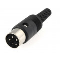 ; Plug; DIN; male; PIN: 4; Layout: 216°; straight; for cable; soldering; 