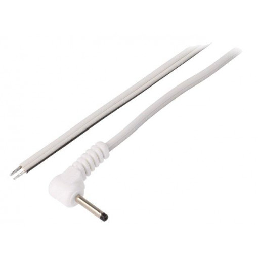 DC.CAB.0301.0150; Cable; wires,DC 0,7/2,35 plug; angled; 0.5mm2; white; 1.5m; BQ CABLE