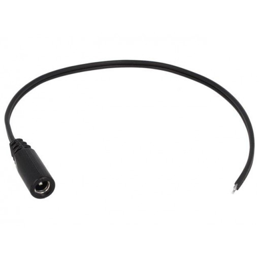 DC.CAB.2000.0020; Cable; wires,DC 5,5/2,1 socket; straight; 0.5mm2; black; 0.2m; BQ CABLE