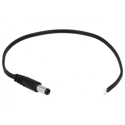 DC.CAB.2200.0020; Cable; wires,DC 5,5/2,1 plug; straight; 0.5mm2; black; 0.2m; BQ CABLE