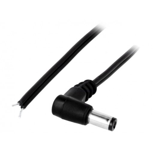 DC.CAB.2201.0020; Cable; wires,DC 5,5/2,1 plug; angled; 0.5mm2; black; 0.2m; BQ CABLE