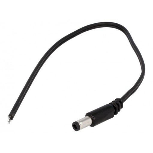 DC.CAB.2600.0020; Cable; wires,DC 5,5/2,5 plug; straight; 0.5mm2; black; 0.2m; BQ CABLE