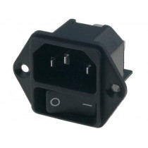 DC11.0001.001; Connector: AC supply; socket; male; 12A; 250VAC; IEC 60320; SCHURTER