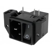 DC21.0021.1111; Connector: AC supply; socket; male; 11A; IEC 60320; THT; 70°C; SCHURTER