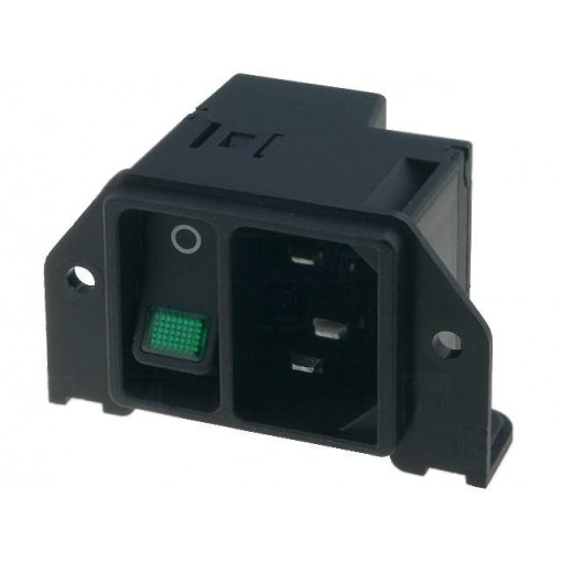 DC21.0024.1111; Connector: AC supply; socket; male; 10A; IEC 60320; THT; 70°C; SCHURTER