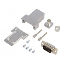 DCRP09-HDP-CF65-CS80-K; D-Sub HD; PIN: 15; plug; male; soldering; for cable; black; ENCITECH