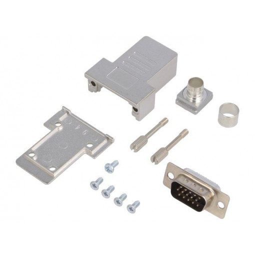 DCRP09-HDP-CF65-CS80-K; D-Sub HD; PIN: 15; plug; male; soldering; for cable; black; ENCITECH