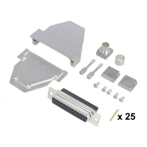 DCRP25-DBCS-CF65-CS80-K; D-Sub; PIN: 25; plug; female; crimped; for cable; black; ENCITECH