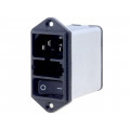 DD12.9121.111; Connector: AC supply; socket; male; 10A; 250VAC; IEC 60320; 0.3mH; SCHURTER