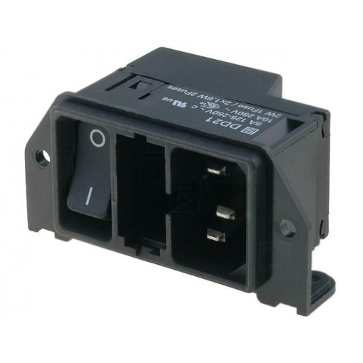 DD21.0121.1111; Connector: AC supply; socket; male; 10A; IEC 60320; THT; 85°C; SCHURTER