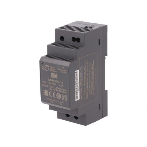 DDR-30G-12; Power supply: DC/DC; 30W; 12VDC; 2.5A; 9÷36VDC; Mounting: DIN; 120g; MEAN WELL