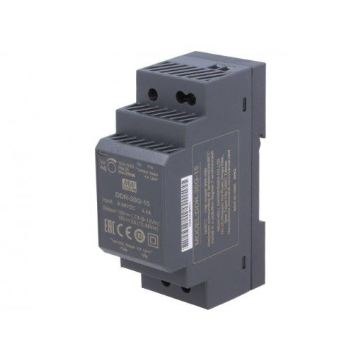 DDR-30G-15; Power supply: DC/DC; 30W; 15VDC; 2A; 9÷36VDC; Mounting: DIN; 120g; MEAN WELL
