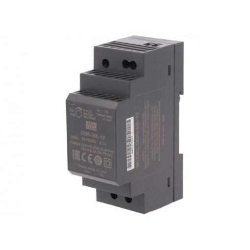 DDR-30L-12; Power supply: DC/DC; 30W; 12VDC; 2.5A; 18÷75VDC; Mounting: DIN; 120g; MEAN WELL
